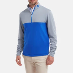 FootJoy Colour Blocked Chill-Out 1/2 Zip Golf Pullover 9 FootJoy Colour Blocked Chill-Out 1/2 Zip Golf Pullover -Golf Promotion Store FootJoy SS22 Colour Blocked Chill Out 1 2 Zip Golf Sweater Dove Grey Royal 88403 model 1