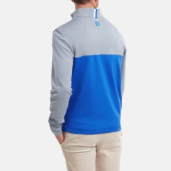 FootJoy Colour Blocked Chill-Out 1/2 Zip Golf Pullover 11 FootJoy Colour Blocked Chill-Out 1/2 Zip Golf Pullover -Golf Promotion Store FootJoy SS22 Colour Blocked Chill Out 1 2 Zip Golf Sweater Dove Grey Royal 88403 model 3