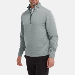 FootJoy Diamond Jacquard Chill-Out 1/4 Zip Golf Pullover -Golf Promotion Store FootJoy SS22 Diamond Jacquard Chill Out 1 4 Zip Golf Sweater Grey Charcoal 88453 model 1
