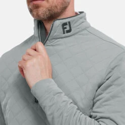 FootJoy Diamond Jacquard Chill-Out 1/4 Zip Golf Pullover -Golf Promotion Store FootJoy SS22 Diamond Jacquard Chill Out 1 4 Zip Golf Sweater Grey Charcoal 88453 model 2
