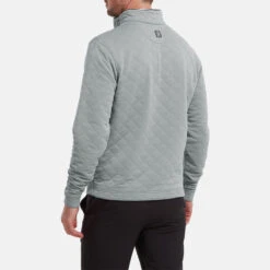 FootJoy Diamond Jacquard Chill-Out 1/4 Zip Golf Pullover -Golf Promotion Store FootJoy SS22 Diamond Jacquard Chill Out 1 4 Zip Golf Sweater Grey Charcoal 88453 model 3