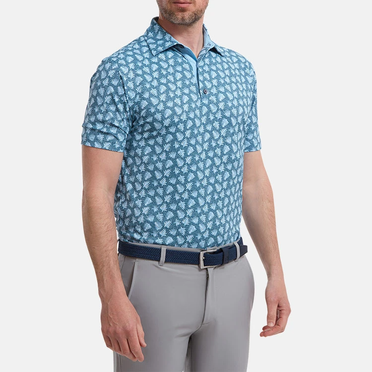 FootJoy Shadow Palm Print Pique Golf Polo Shirt 4 FootJoy Shadow Palm Print Pique Golf Polo Shirt - Image 4