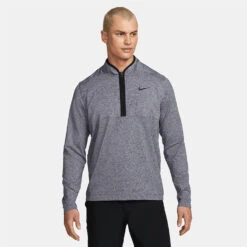 Nike Dry Victory Heather 1/2 Zip Golf Sweater -Golf Promotion Store Nike Victory Heather 1 2 Zip Golf Sweater Obsidian Black DH1261 451 SWNIK257 Model 1
