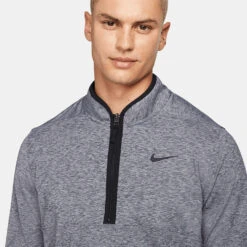 Nike Dry Victory Heather 1/2 Zip Golf Sweater -Golf Promotion Store Nike Victory Heather 1 2 Zip Golf Sweater Obsidian Black DH1261 451 SWNIK257 Model 2