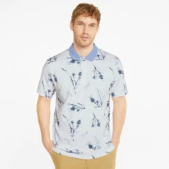 Puma MATTR Lowlands Golf Polo Shirt 9 Puma MATTR Lowlands Golf Polo Shirt -Golf Promotion Store Puma AW22 Matte Lowlands Polo 535453 02 SHPUM637 Bright White Lavendar Pop S Model 1