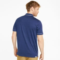 Puma Cloudspun Monarch Golf Polo Shirt -Golf Promotion Store Puma Cloudspun Monarch Golf Polo Shirt Blazing Blue Heather High Rise 530991 24 SHPUM644 Model 3